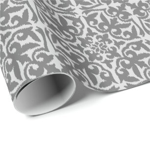 Ikat Damastmuster - Licht und mittleres Grau Geschenkpapier