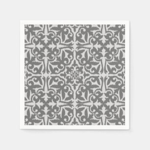 Ikat Damastmuster - Licht und mittleres Grau Serviette