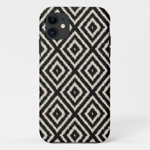 Ikat Diamant-Muster im Schwarzen und in der Creme iPhone 11 Hülle