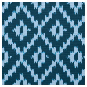 Ikat Diamant-Muster - Indigo und blasses Eisblau Stoff