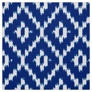 Ikat Diamant-Muster - Kobaltblau und -WEISS Stoff