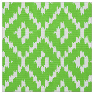 Ikat Diamant-Muster - Limones Grünes und Weiß Stoff
