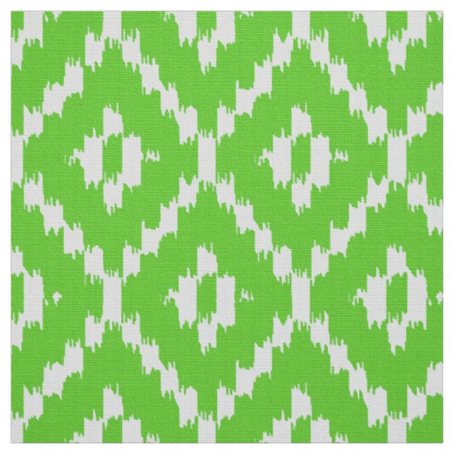 Ikat Diamant-Muster - Limones Grünes und Weiß Stoff (Muster)