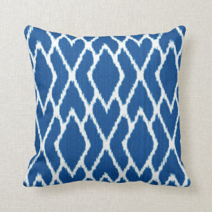 Ikat Diamanten - Kobaltblau und -WEISS Kissen