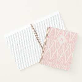 Ikat Diamond Muster in Pastellrosa Monogramm Notizbuch