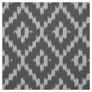 Ikat Diamond Muster - Kohle und Silbergrau Stoff