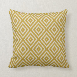 Ikat Diamond Muster Mustard Gelb und Creme Kissen