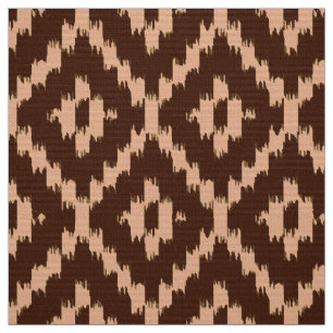 Ikat Diamond Pattern - Schokolade und blasses Pfir Stoff