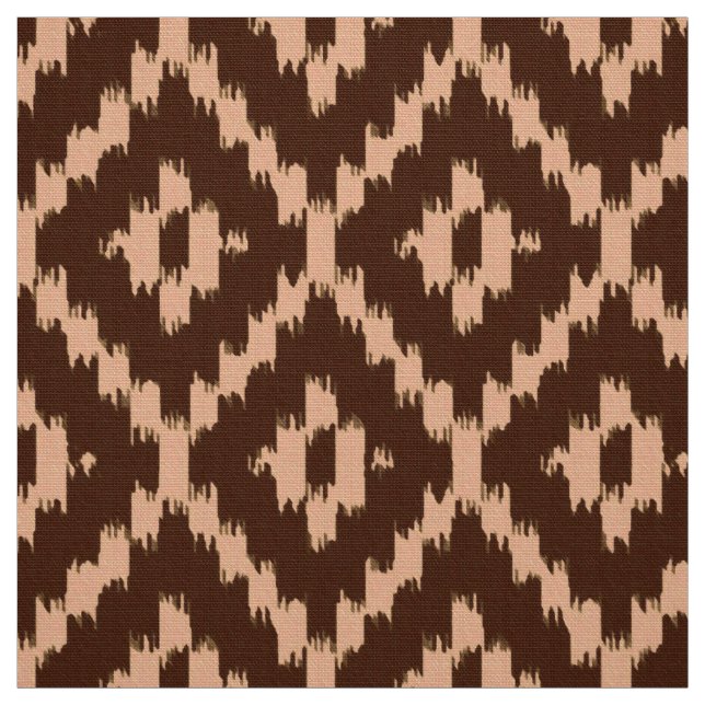 Ikat Diamond Pattern - Schokolade und blasses Pfir Stoff (Muster)