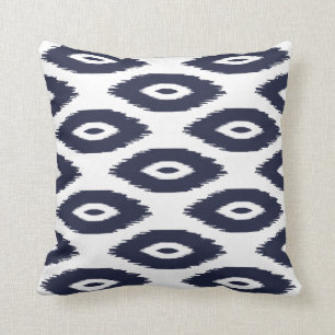 Ikat Dots für Navy Blue und White Tribal Kissen