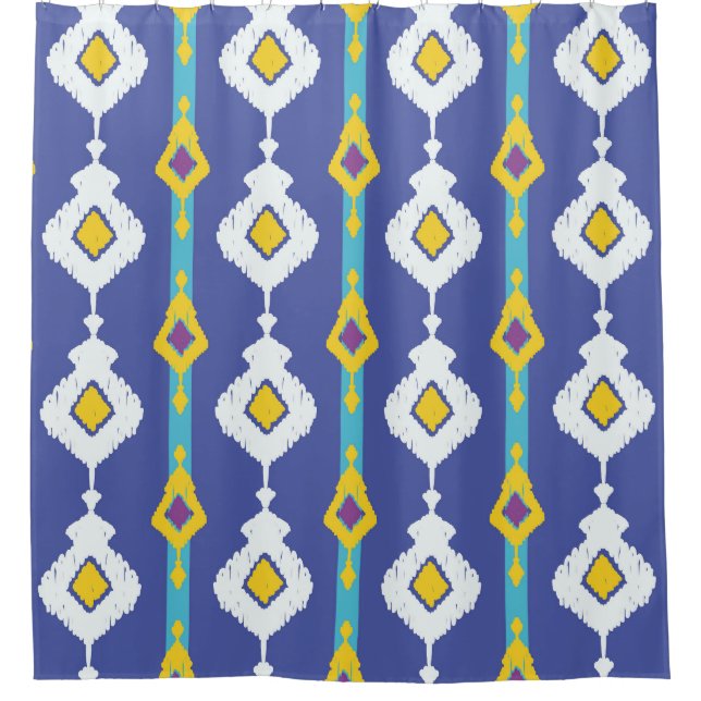 Ikat, ein nahtloses ethnisches Muster. Duschvorhang (Vorderseite)