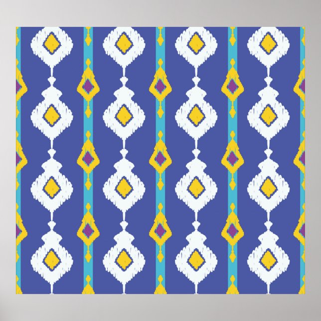 Ikat, ein nahtloses ethnisches Muster. Poster (Vorne)