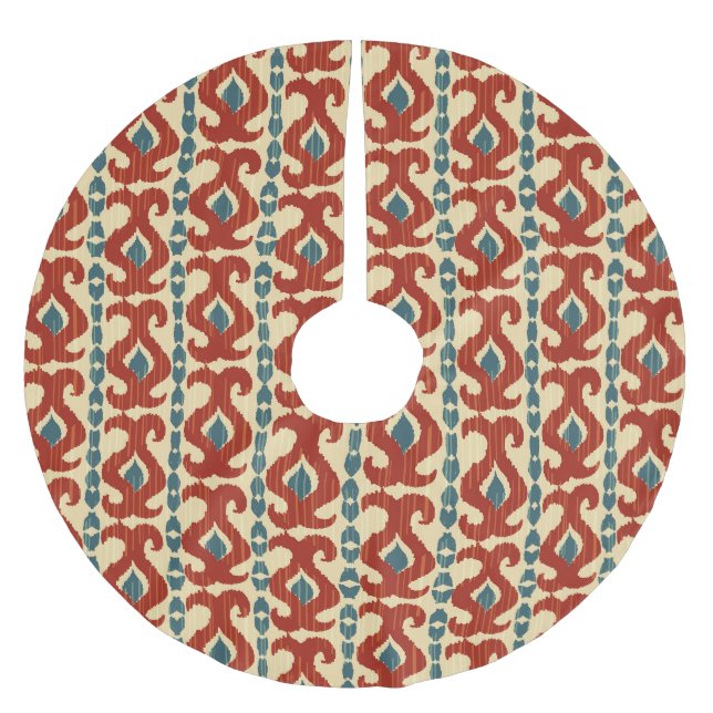 Ikat Elegance: Nahtloses Muster. Polyester Weihnachtsbaumdecke (Vorderseite)