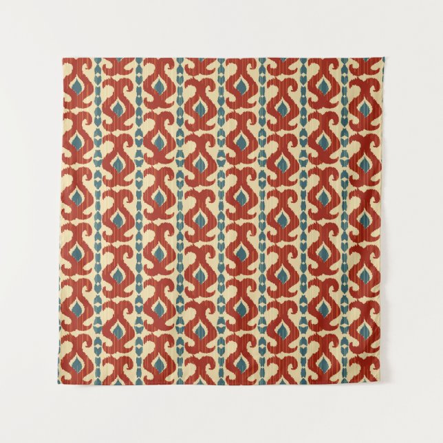 Ikat Elegance: Nahtloses Muster. Wandteppich (Vorderseite)