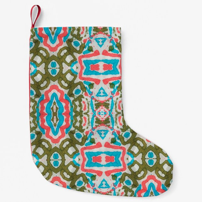 Ikat Ethnisches Abstraktes Muster. Shaman Pattern. Kleiner Weihnachtsstrumpf (Vorderseite)