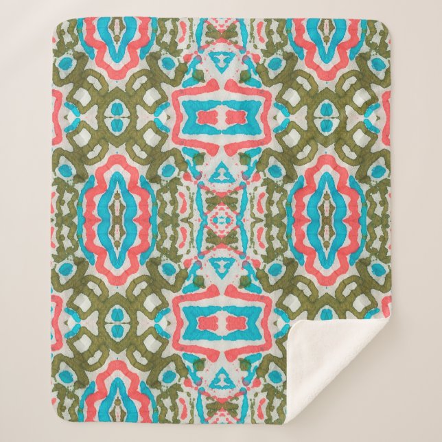 Ikat Ethnisches Abstraktes Muster. Shaman Pattern. Sherpadecke (Vorderseite)