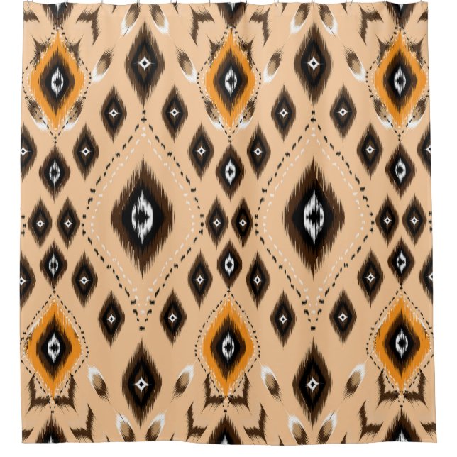 Ikat-ethnisches geometrisches Folklore-Muster Duschvorhang (Vorderseite)