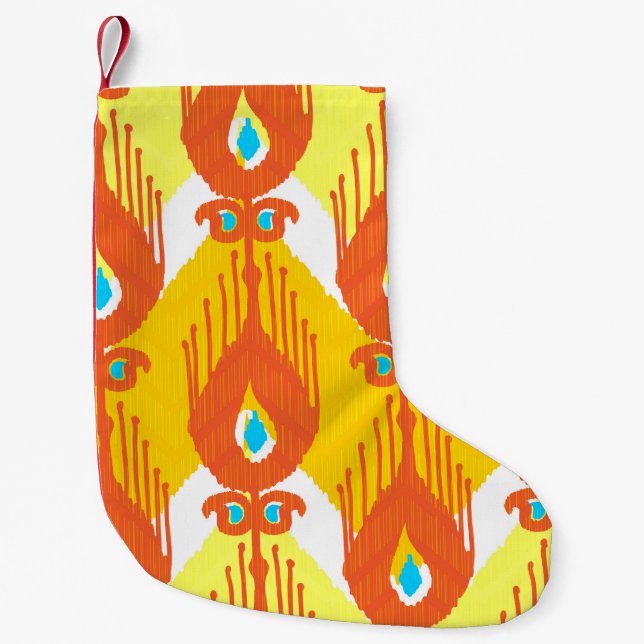 Ikat Fabric Muster: Ethnisch Vintages Design. Kleiner Weihnachtsstrumpf (Vorderseite)