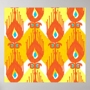 Ikat Fabric Muster: Ethnisch Vintages Design. Poster