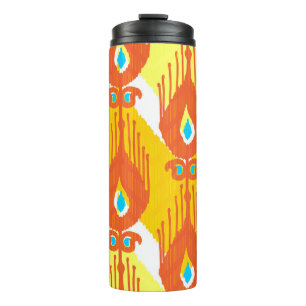 Ikat Fabric Muster: Ethnisch Vintages Design. Thermosbecher