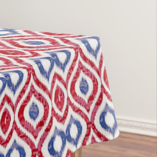 Ikat Fliese in Rotem und in Blauem Tischdecke