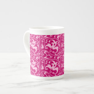 Ikat Floral Damask - Fuchsia und Pink Prozellantasse