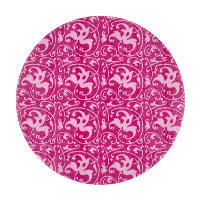 Ikat Floral Damask - Fuchsia und Pink Schneidebrett (Vorderseite)