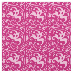 Ikat Floral Damask - Fuchsia und Pink Stoff