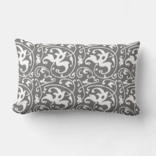 Ikat Floral Damask - grau/grau/weiß Lendenkissen