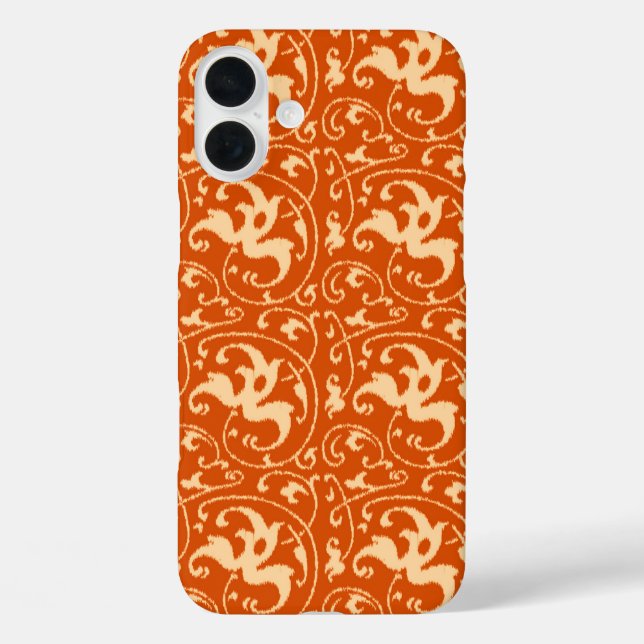 Ikat Floral Damask - Mandarin Orange Case-Mate iPhone Hülle (Rückseite)