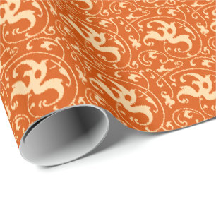 Ikat Floral Damask - Mandarin Orange Geschenkpapier