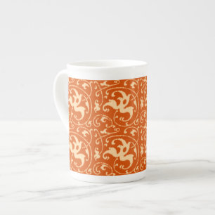 Ikat Floral Damask - Mandarin Orange Prozellantasse