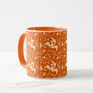 Ikat Floral Damask - Mandarin Orange Tasse