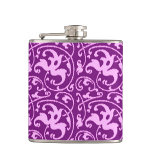 Ikat Floral Damask - Orchid und Lila Flachmann