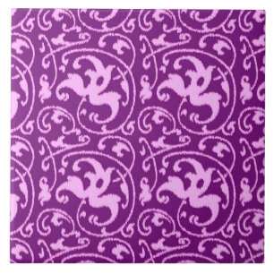 Ikat Floral Damask - Orchid und Lila Fliese
