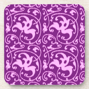 Ikat Floral Damask - Orchid und Lila Getränkeuntersetzer