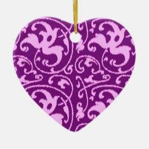 Ikat Floral Damask - Orchid und Lila Keramikornament
