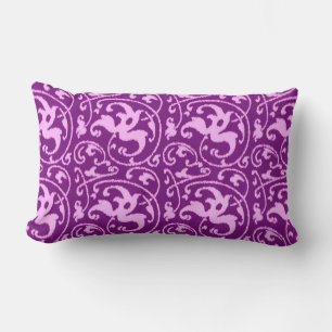 Ikat Floral Damask - Orchid und Lila Lendenkissen