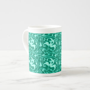 Ikat Floral Damask - Türkis und Aqua Prozellantasse