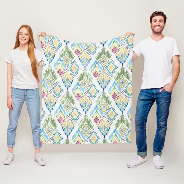 Ikat Floral Nahtloses Muster Fleecedecke (Beispiel)