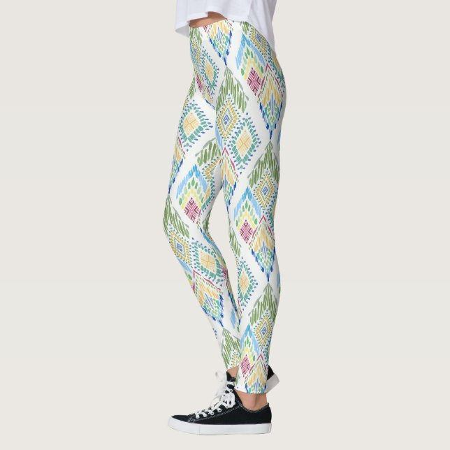 Ikat Floral Nahtloses Muster Leggings (Links)
