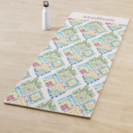 Ikat Floral Nahtloses Muster Yogamatte