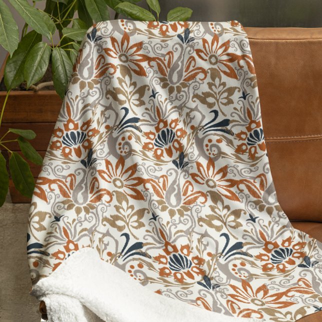 Ikat Floral Paisley Nahtloses Muster Sherpadecke (Ikat Floral Paisley Seamless Pattern Sherpa Blanket)