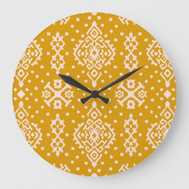 Ikat Folklore-Ornament - ethnische Textur. Große Wanduhr (Vorderseite)