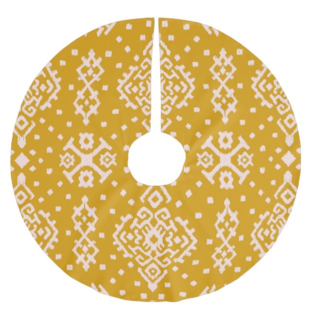 Ikat Folklore-Ornament - ethnische Textur. Polyester Weihnachtsbaumdecke (Vorderseite)