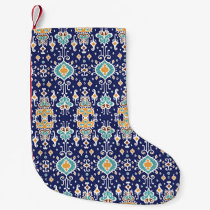Ikat Geometric: Folklore Orientale Ornament. Kleiner Weihnachtsstrumpf