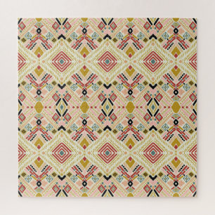 Ikat geometrische Folklore, orientalische Damastmu Puzzle