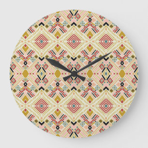 Ikat geometrische Folklore, orientalisches Damastm Große Wanduhr