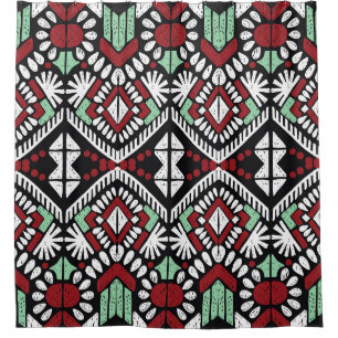 Ikat geometrische Folklore-Ornament. Ethische Stäm Duschvorhang