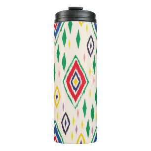 Ikat geometrische Folklore-Ornament mit Diamanten. Thermosbecher